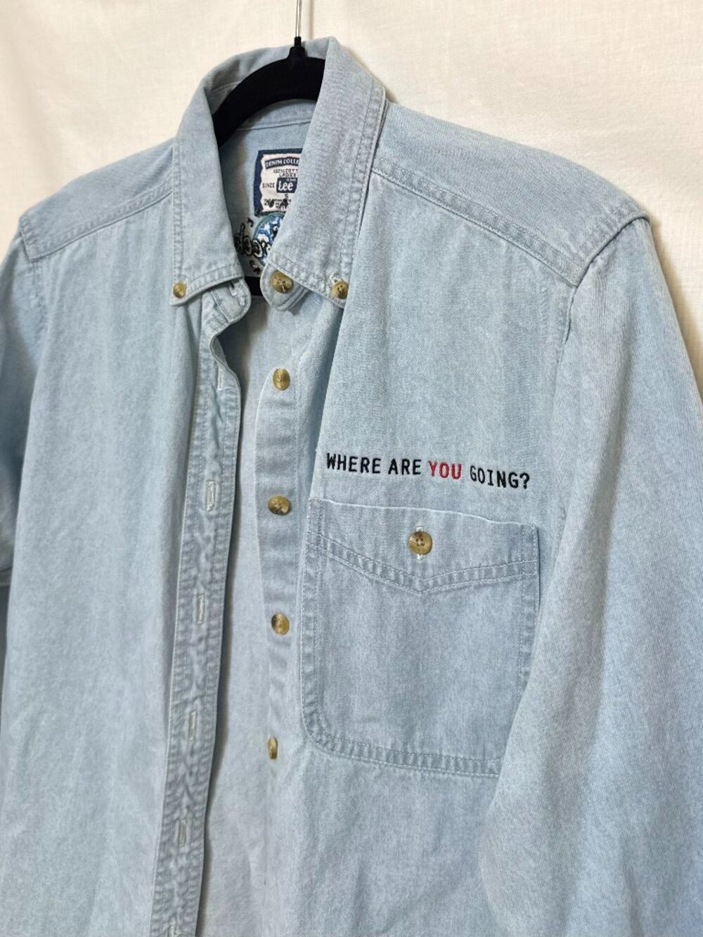 "Where are you going?" denim long sleeve